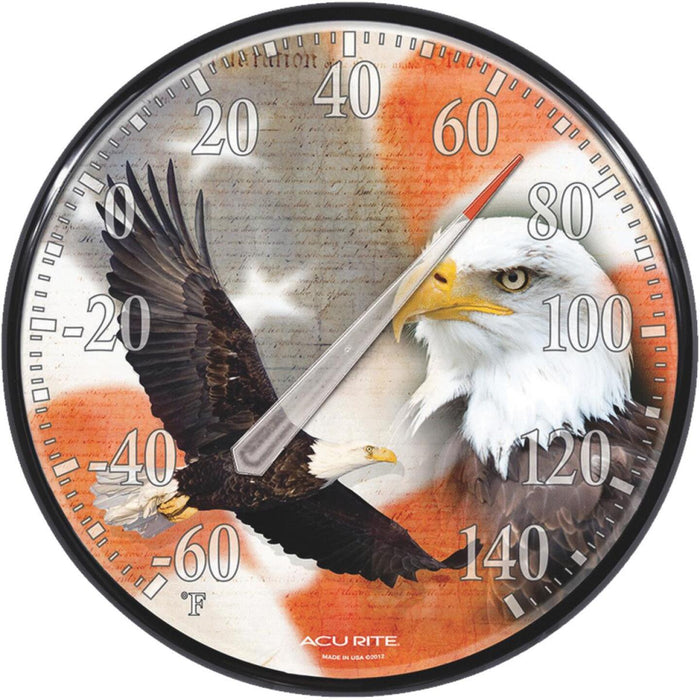 Acurite 12.5" Dia Plastic Dial Eagle/Flag Indoor & Outdoor Thermometer