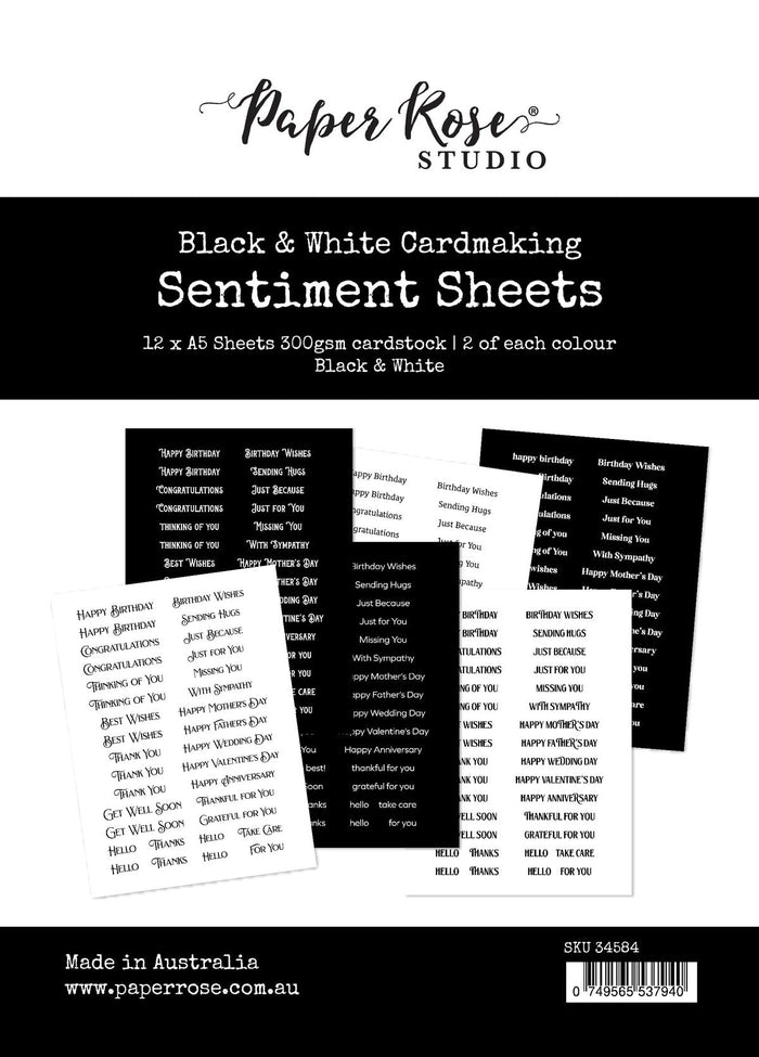 Cardmaking Sentiments - Black & White