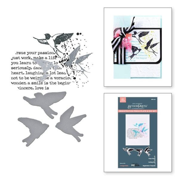 Collaged Birds Collection - Collaged Birds BetterPress Plates & Die Set