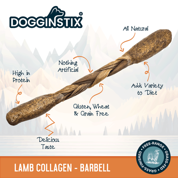 Dogginstix Lamb Collagen - Barbell Dog Treats