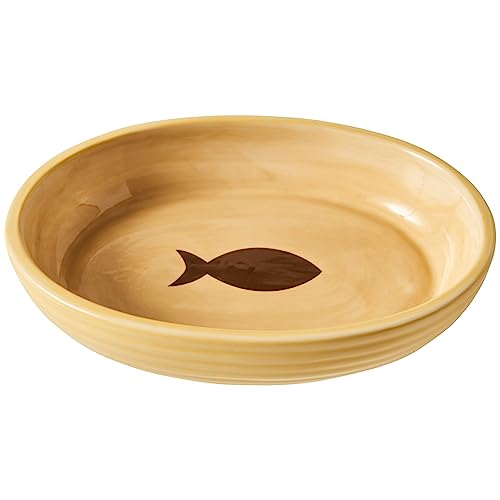 Ethical Pet Spot Elegance Ribbed Stoneware Cat Dish Yellow 6"