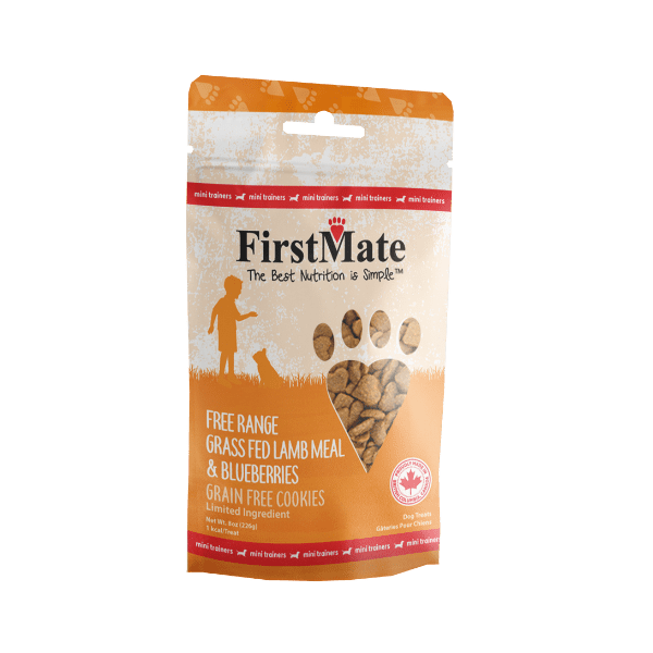 FirstMate Pet Foods Mini Trainers Grass Fed Lamb Meal & Blueberries Dog Treats