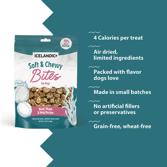 Icelandic+ Beef, Plum & Kelp Recipe Soft & Chewy Bites for Dogs