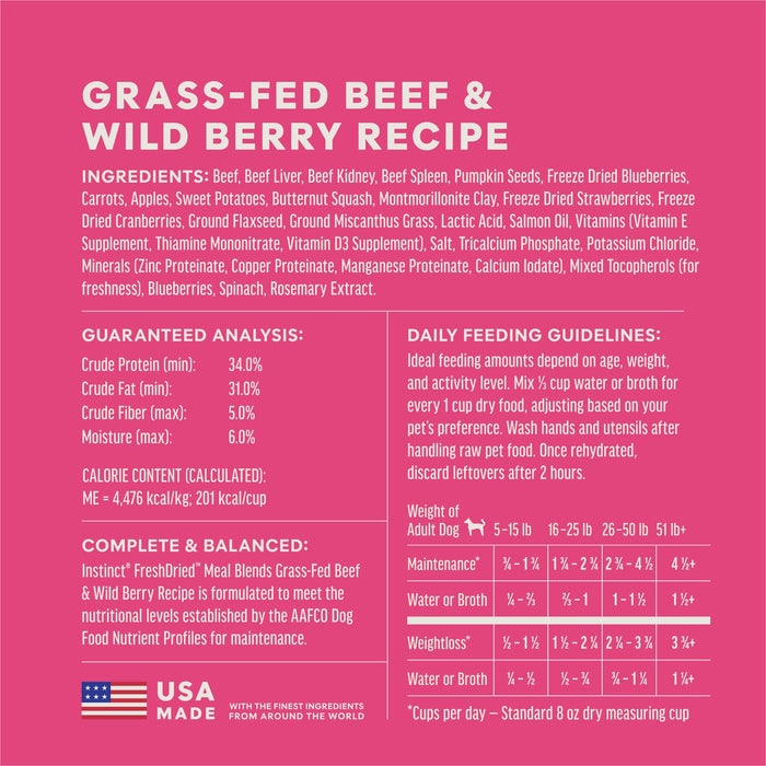 Instinct FreshDried Meal Blends Grass-Fed Beef & Wild Berries Blend Recipe Dog Food