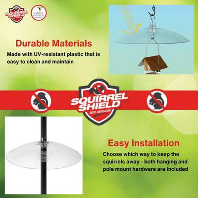 Nature's Way Squirrel Shield Dual-Mount Transparent 16" Squirrel Baffle