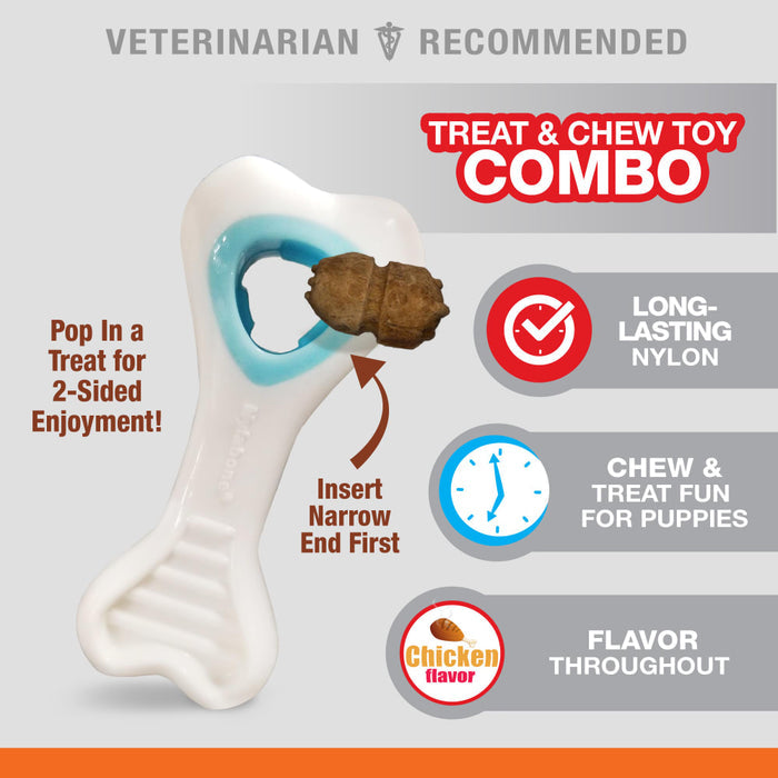 Nylabone Puppy Power Chew Knuckle Bone Pop-In Treat Toy & Treat Combo