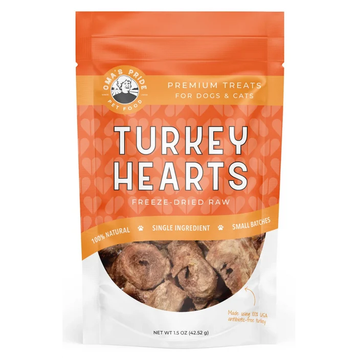 Oma's Pride Turkey Hearts Freeze-Dried Raw For Dogs & Cats