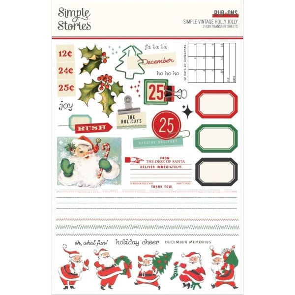 Simple Vintage Holly Jolly - Rub Ons
