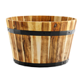 Syndicate Round Wood Barrel Planter 21"