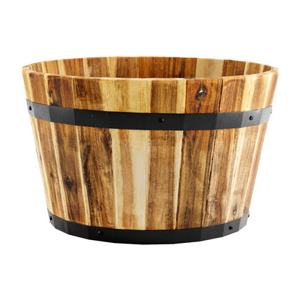 Syndicate Round Wood Barrel Planter 21"