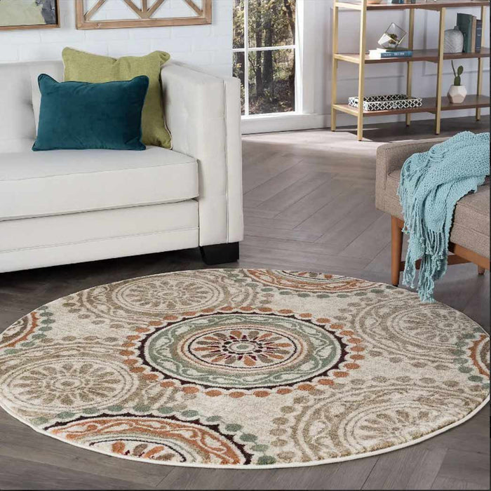 Tyse Area Rugs Deco Ivory DCO1011 7'10" Round