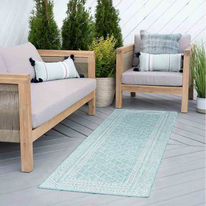 Tyse Area Rugs Eco 2'3"x7'3" Aqua ECO2119