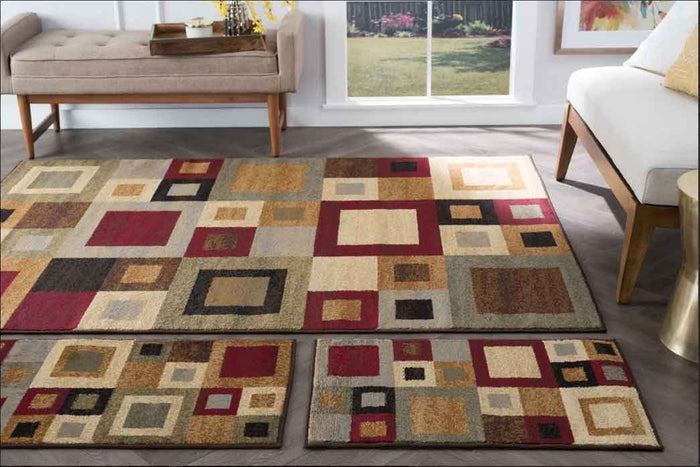 Tyse Area Rugs Elegance 3-Piece Rug Set 5'x7', 1'6"x5', 2'x2'6" Multi-Color ELG5410
