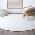 Tyse Area Rugs Soho Shag White SOH1300 5'3" Round