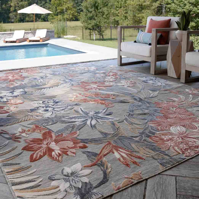 Tyse Area Rugs Tropic 3'10"x5'3" Gray TRP1009