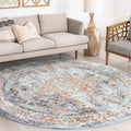 Tyse Area Rugs Wakefield 5'3" Round Blue WFL4106