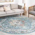 Tyse Area Rugs Wakefield 5'3" Round Gray Blue WFL4161