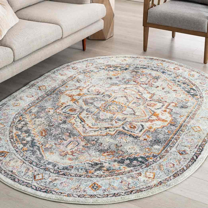 Tyse Area Rugs Wakefield 5'3"x7'3" Oval Gray WFL4109