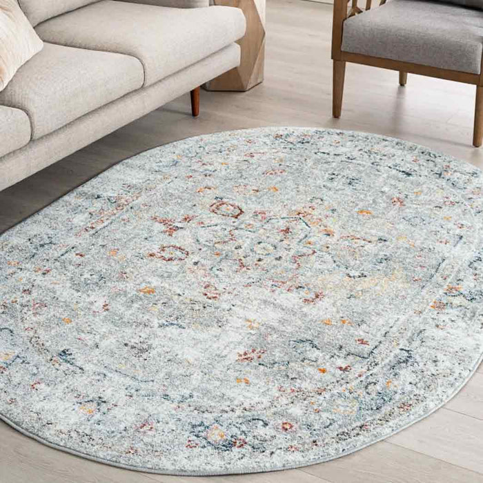 Tyse Area Rugs Wakefield 5'3"x7'3" Oval Silver WFL4110