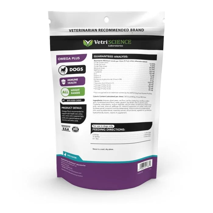 Vetriscience Omega Plus Advanced Skin Supplement for Dogs CHEWS