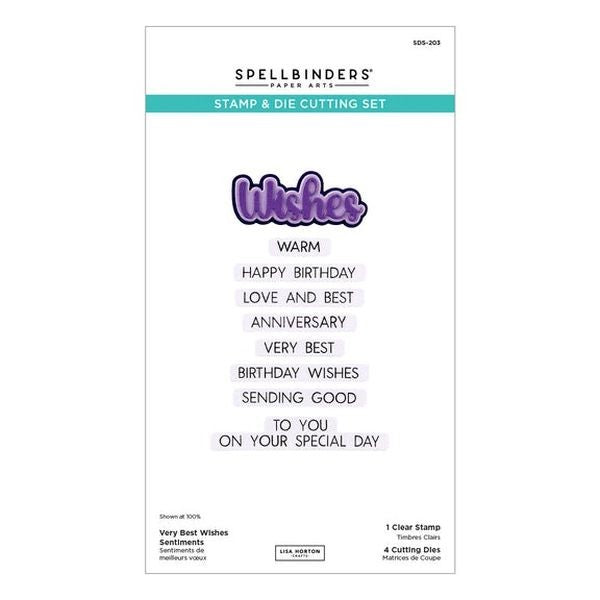 Wildflowers Collection - Very Best Wishes Sentiments - Stamp & Die Set