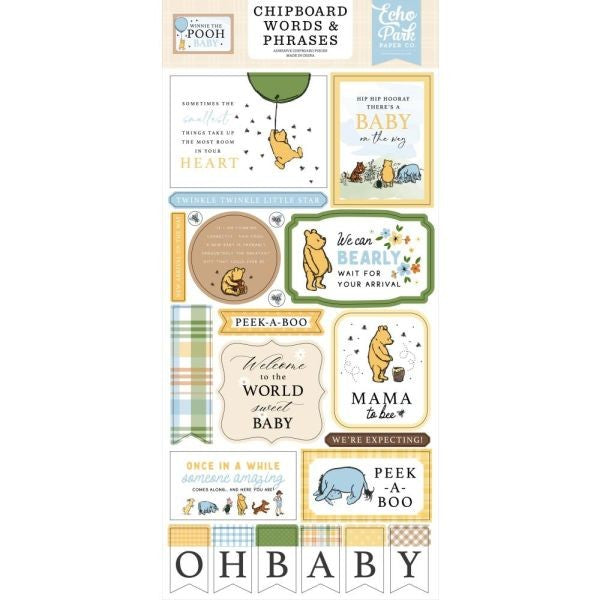 Winnie the Pooh Baby - Chipboard Words & Phrases
